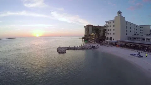 Drone Footage Aerial View Clearwater Beach Florida Stock Footage