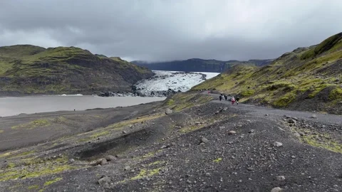 Drone footage around Solheimajokull glacier, Iceland, September 6, 2024 Stock Footage 289416632