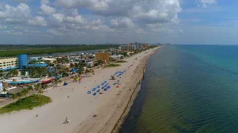 Drone footage of beach and ocean Stock Footage