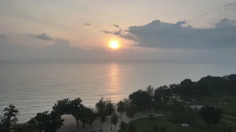 Drone footage Beach and sunrise in Desaru Stock Footage 148012018