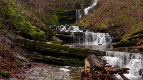 Drone Footage Of The Beautiful Scaleber Force In The Yorkshire Dales, UK. Stock Footage 233517405