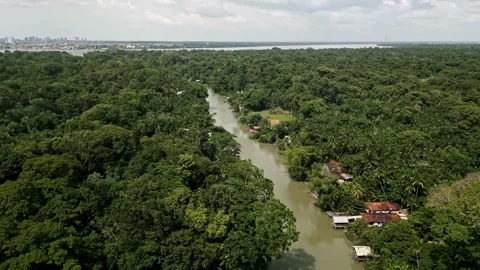Drone Footage of Belém – Amazon River, Floating bars and Combu Island Видео 314332292