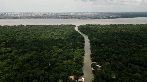 Drone Footage of Belém – Amazon River, rainforest and Combu Island Видео 314332317