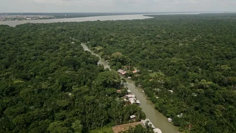 Drone Footage of Belém – Amazon River, Floating bars and Combu Island Видео 314332329