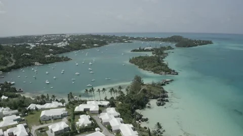 Drone Footage of Bermuda Ely's Harbour Stock-Footage 167716183