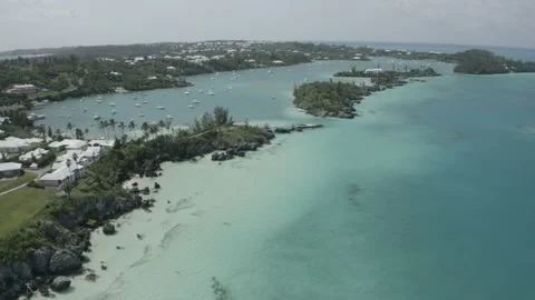 Drone Footage of Bermuda Ely's Harbour Stock Footage 167716271