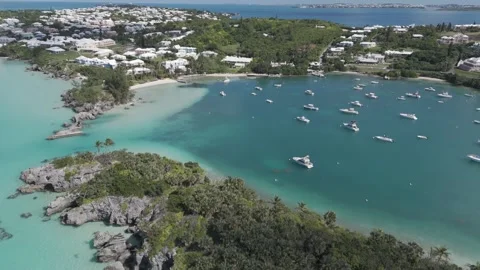 Drone Footage of Bermuda, Ely's Harbour and Morgans Island Stock-Footage 313843706