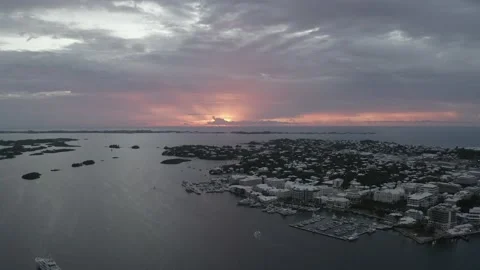Drone Footage of Bermuda Sunset Stock Footage