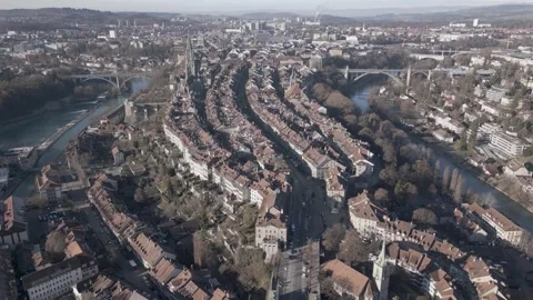 Drone Footage of Bern – Complete Old Town and City Bridges Stock Footage 326065136