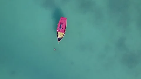 Drone footage of bird eye view of docking boats Stock Footage 320669877