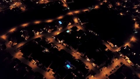 Drone Footage Birds Eye View Upscale Suburban Residential Neighborhood Aerial Stock Footage