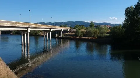 Drone footage of bridge and river on a summer day Stock-Footage 78530255