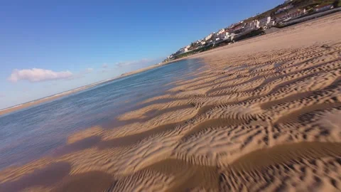 Drone footage captures tranquil beach landscape Stock Footage 344577492