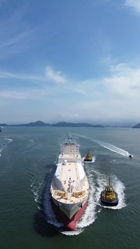 Drone Footage of Cargo Ship at Port of Santos Vídeos de archivo 310271908