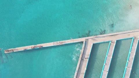 Drone footage caribbean dock Stock Footage