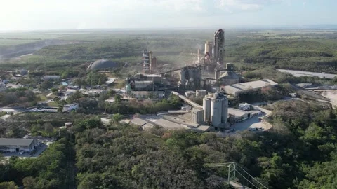 Drone footage of cement  manufacturing facility Stock Footage 236529586