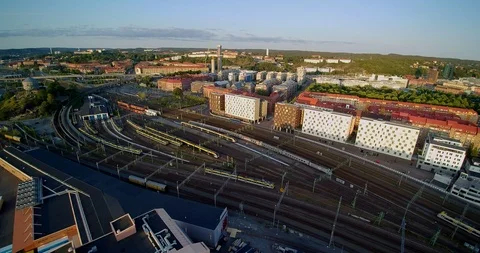Drone footage of the central town of Gothenburg, Stock Footage