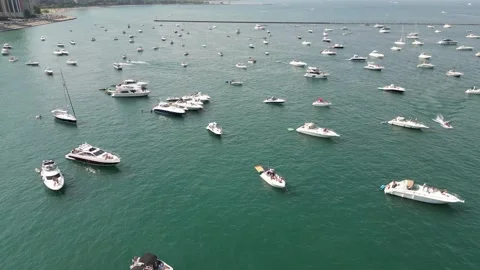 Drone footage of Chicago lakefront and city skyline3 Stock Footage 247911036