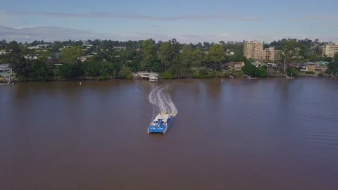 Drone footage of city cat crossing the river Stock Footage