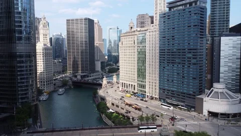 Drone footage of the city of Chicago Stock Footage 242523534