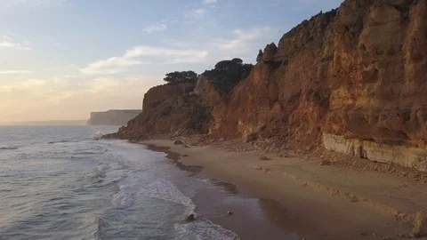 Drone Footage - Cliffs at Sunset Stock Footage 98370360