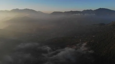 Drone footage of cloud inversion in the valley Stock Footage 124786128