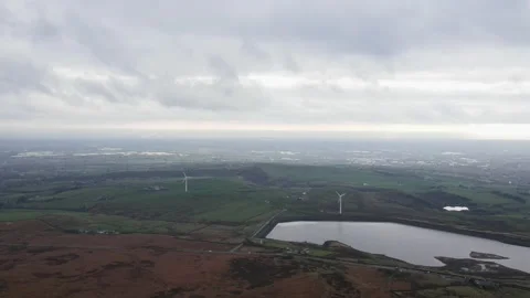 Drone Footage Cloudy Day Over Ashworth Moor Reservoir 4 動画素材 220112544