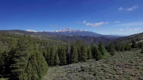 Drone footage of Colorado Rockies and Continental Divide (up/down) Stock Footage