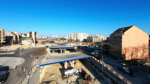 Drone Footage of Construction on Vasil Levski Boulevard, Bulgaria EU 2019 Stock Footage 323109406