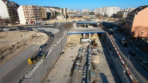 Drone Footage of Construction on Vasil Levski Boulevard, Bulgaria, 2019 BG Stock Footage 323109463