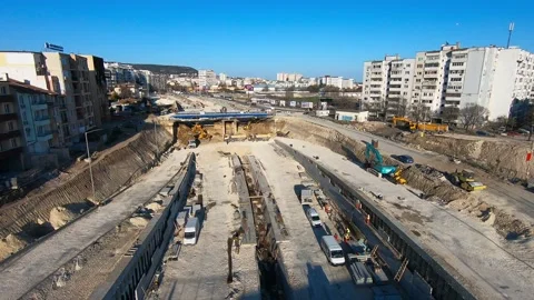 Drone Footage of Construction on Vasil Levski Boulevard, Bulgaria, 2019 BG Stock Footage 323109849