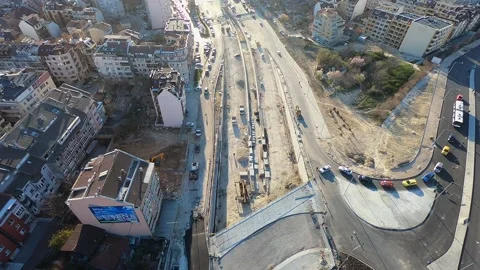 Drone Footage of Construction on Vasil Levski Boulevard, BG 2019 Stock Footage 323110057