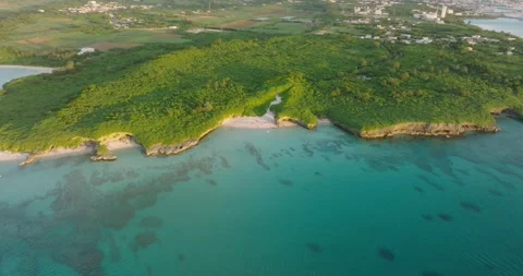 Drone Footage of Coral Reef Patterns in Miyakojima Waters Stock Footage 328712089