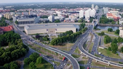 Drone footage of the crossroads. 스톡 동영상 108336142