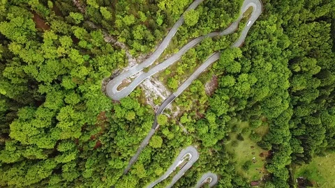 Drone footage of curvy mountain side roa... | Stock Video | Pond5