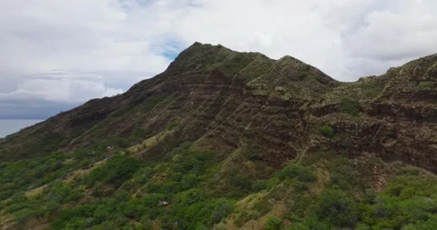 Drone Footage of Diamond Head Volcanic Crater on Oahu, Hawaii, 4k Aerial Shot Stock Footage 308213284