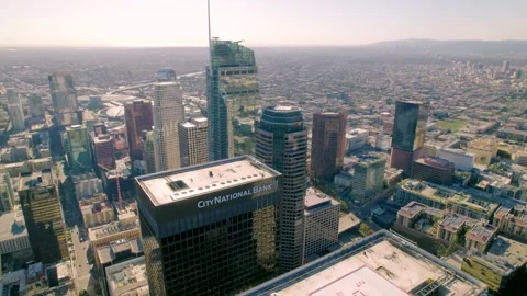 Drone footage of Downtown LA towards Wilshire Grand Center 스톡 동영상 163604953