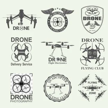 Drone footage emblems Stock Illustration