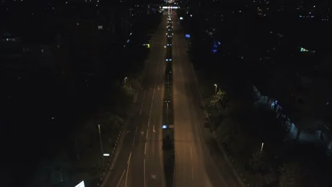 Drone footage of an empty boulevard during world pandemic Stock Footage 132704409