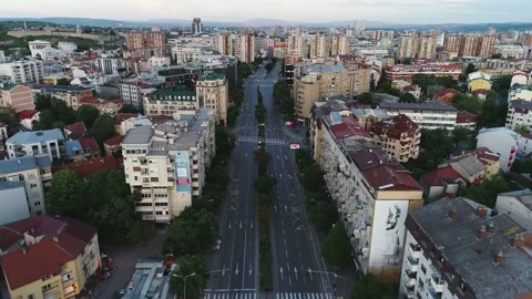 Drone footage of an empty town during lock down Stock Footage 132689753