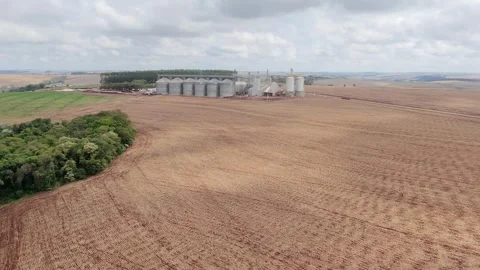 Drone Footage of Engineering Marvel: Grain Silos Stock Footage 320198874