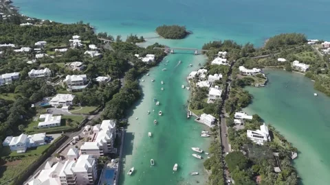 Drone Footage of Flatt's in Bermuda Stock Footage 313843893