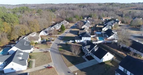 Drone footage flying over a nice neighborhood Stock-Footage 81645115