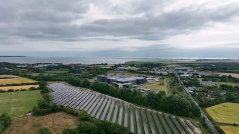 Drone footage of a food processing plant in County Wexford Ireland powered with Stock Footage 341353321
