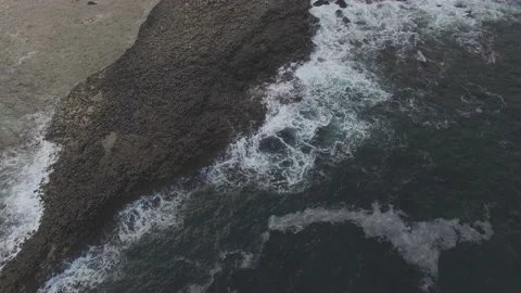 Drone Footage of Giant's Causeway and Sea Stock Footage