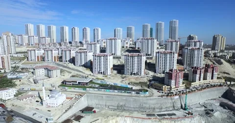 Drone Footage Going Backwards from a Construction Site Stock Footage 60621875