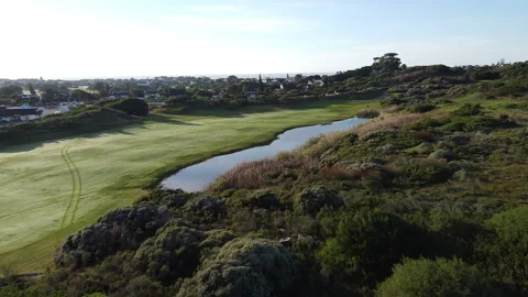 Drone footage of golf course Stock Footage 199212074