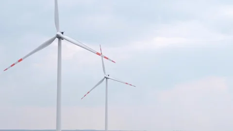 Drone footage of grain fields and windmills in Poland. Stock Footage 108179900
