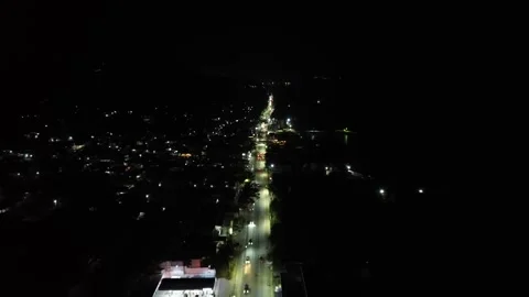 Drone footage of highway at night Stock Footage 332789397