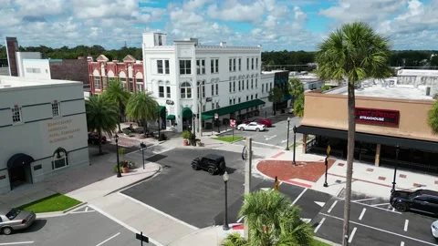 Drone Footage of Historic Downtown Ocala, Florida Stock Footage